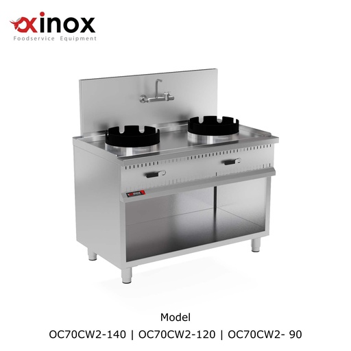 [Oxinox model OC70CW2-120] Wok Range Two burner On open cabinet