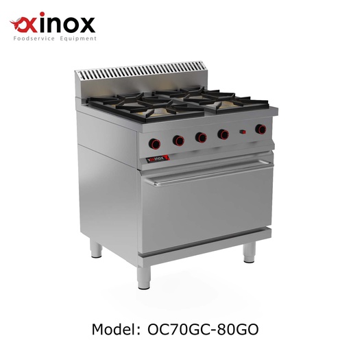 [Oxinox -OC70GC-80GO] Gas cooker 4 open burners with gas oven