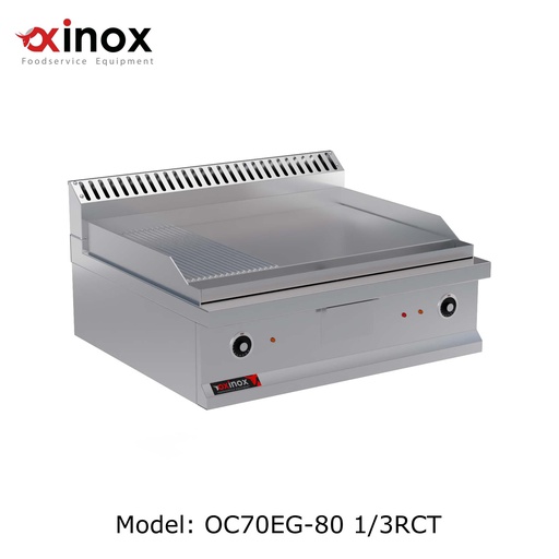 [Oxinox model OC70EG-80 1/3RCT] Electric grill double zone  1/3 ribbed &2/3 smooth cooking plate 