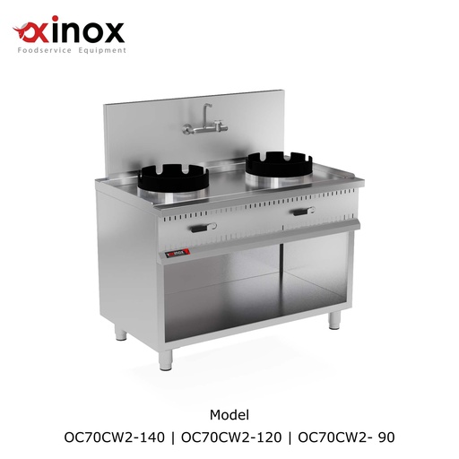 [Oxinox model OC70CW2-140] Wok Range Two burner On open cabinet