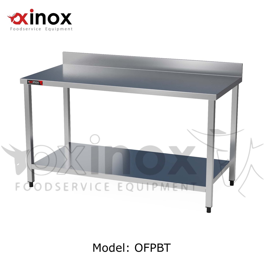 Work table with backsplash and under shelf