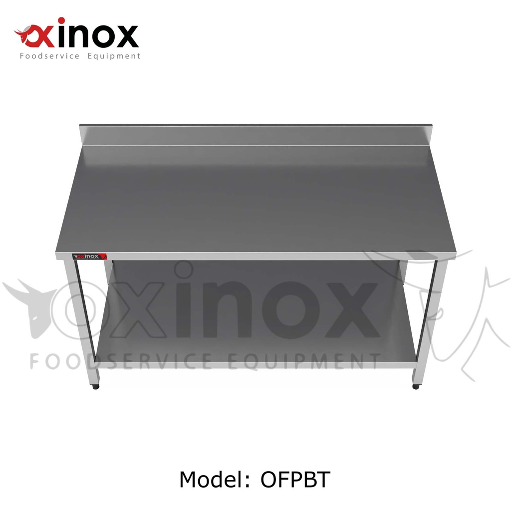 Work table with backsplash and under shelf