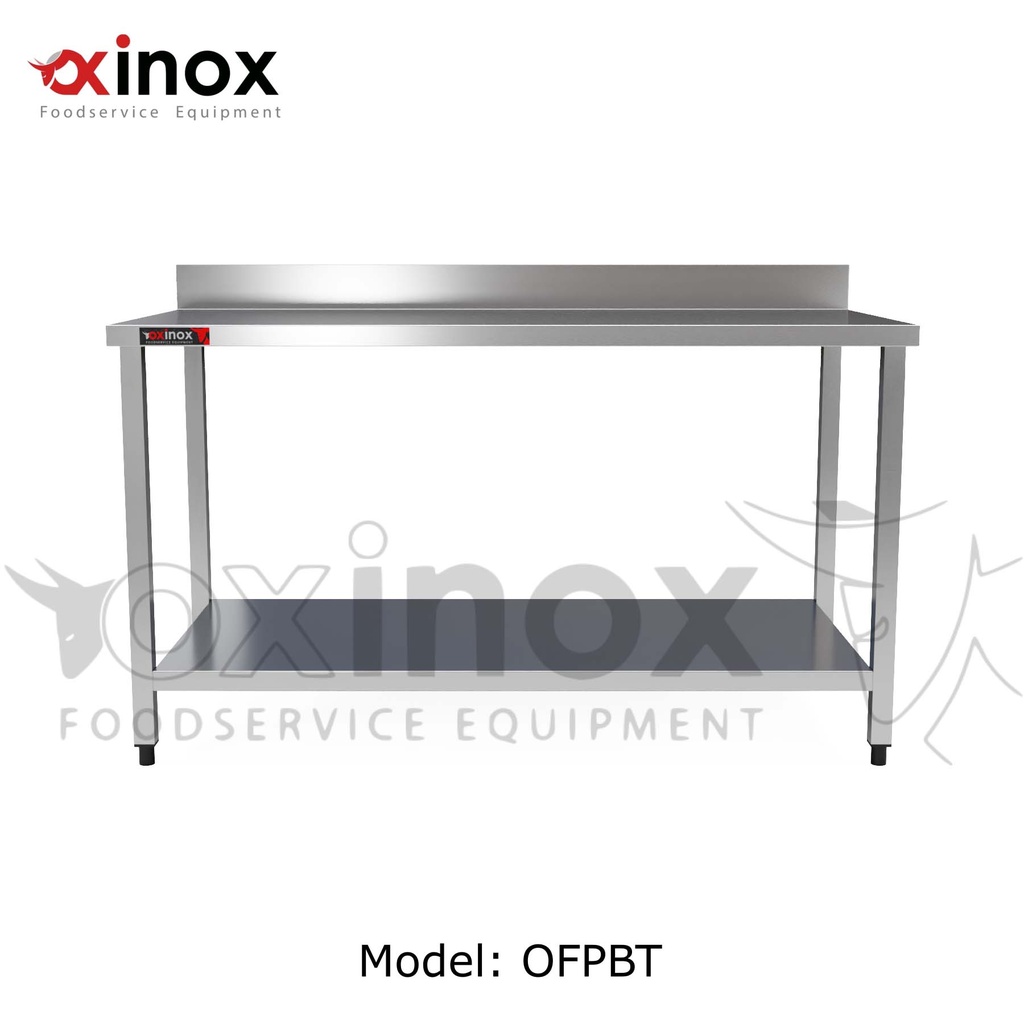 Work table with backsplash and under shelf