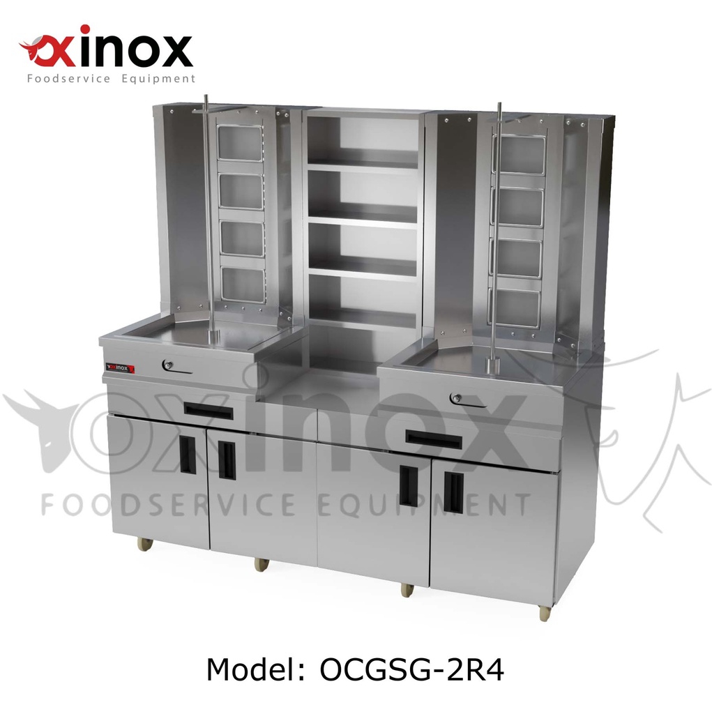 Gas Shawerma Grill with base cabinet