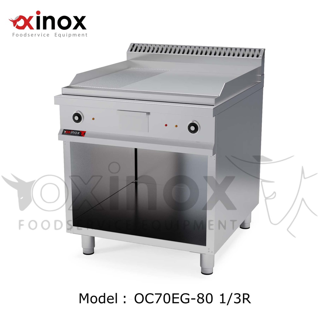 Electric grill double zone  1/3 ribbed & 2/3 smooth cooking plate