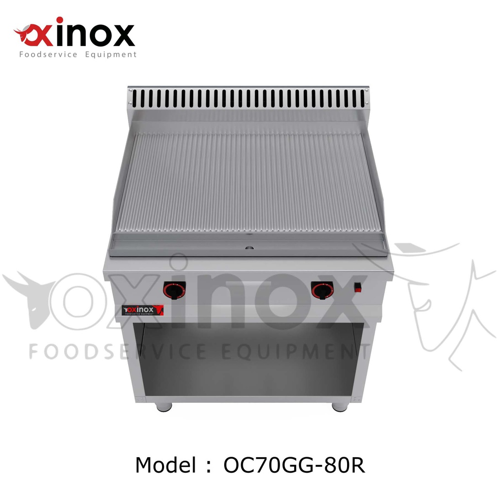 Gas grill double zone  ribbed cooking plate