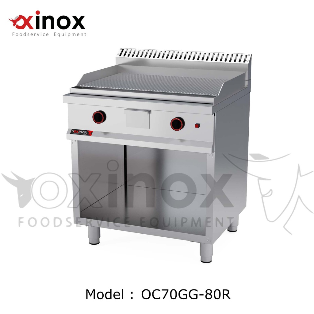Gas grill double zone  ribbed cooking plate