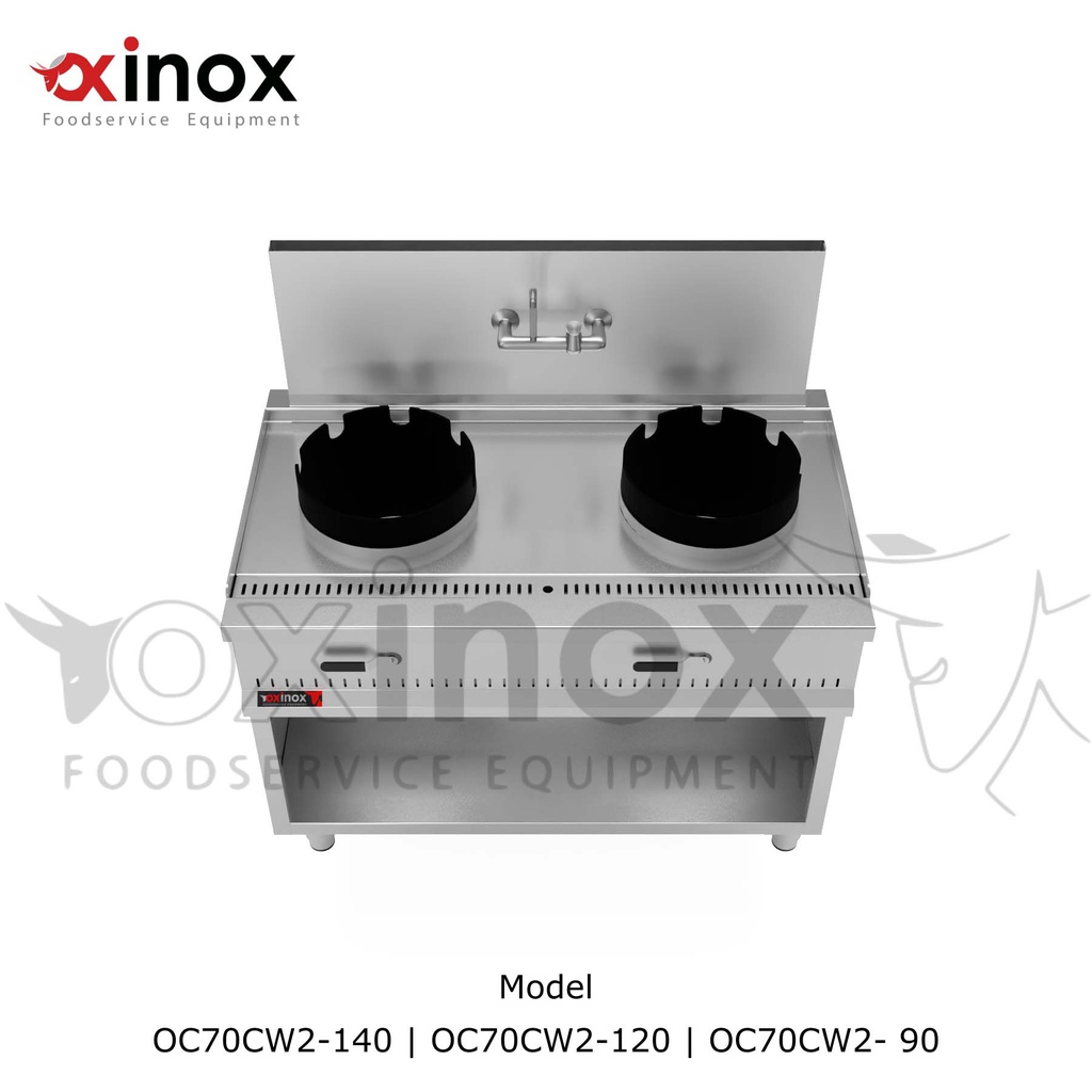 Wok Range Two burner On open cabinet