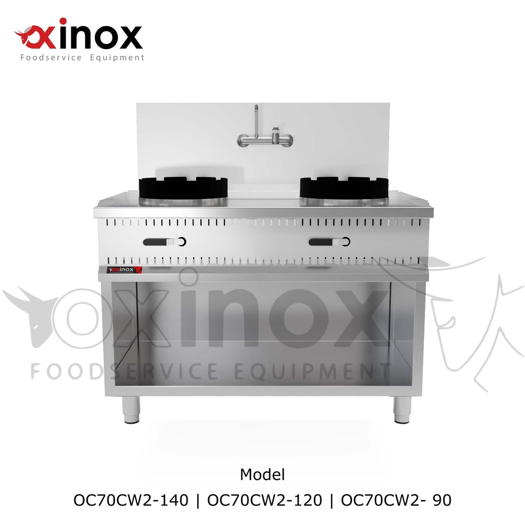 Wok Range Two burner On open cabinet