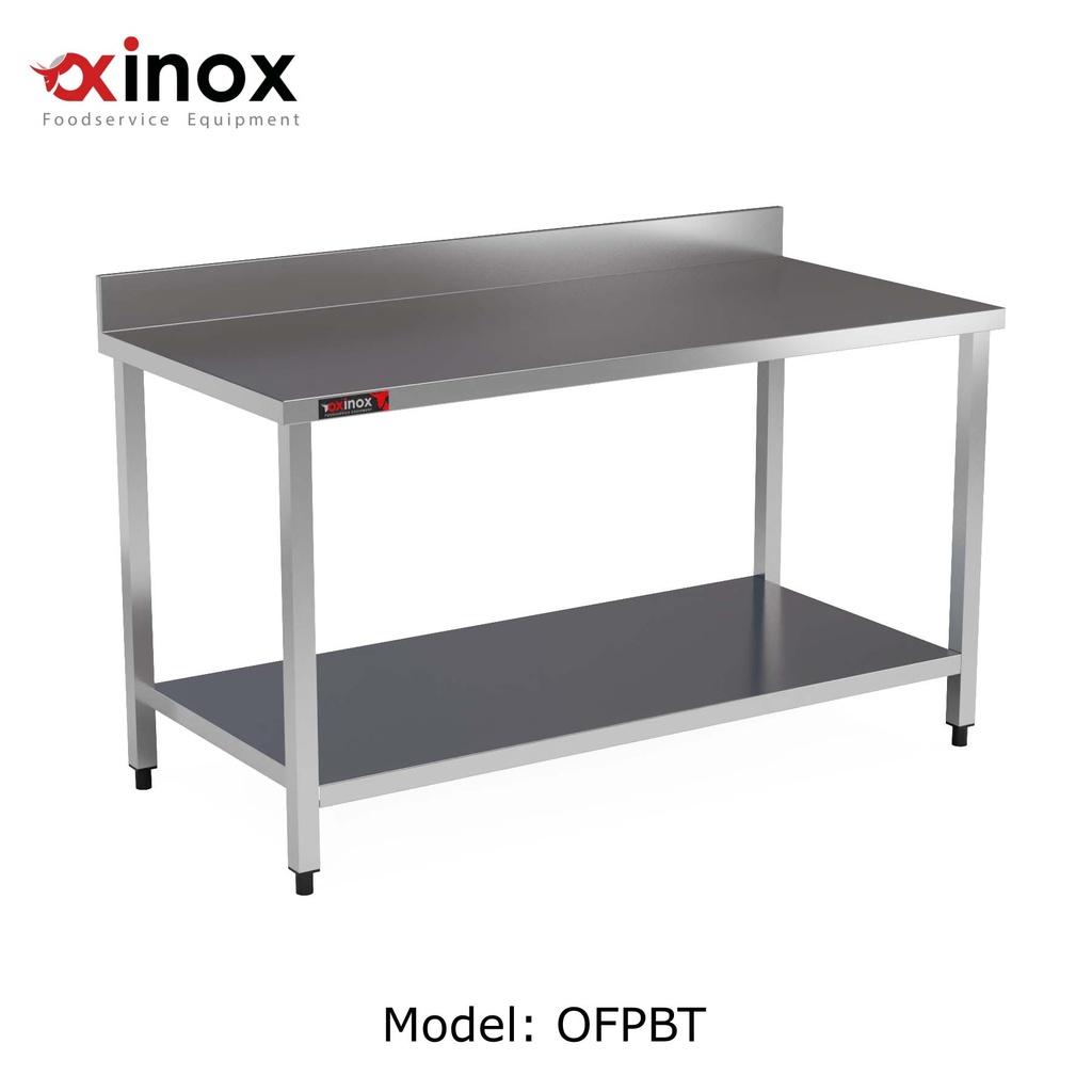 Work table with backsplash and under shelf