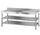 Work table with backsplash  W/ middle and bottom shelf
Dims: 1300x700x850 mm