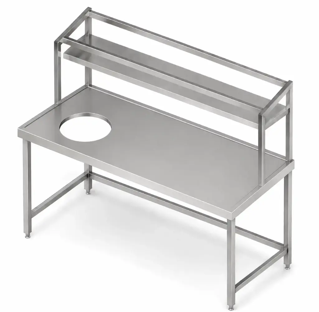 Soiled Dish Table with  rack mounted shelf
Dims: 1300x700x850/1550 mm