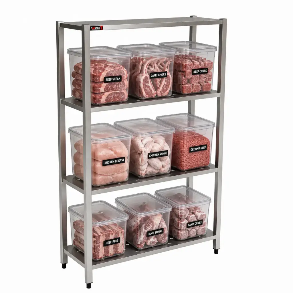  Shelving Unit- Four Stainless steel tiers
Dims: 1150x400x1800 mm