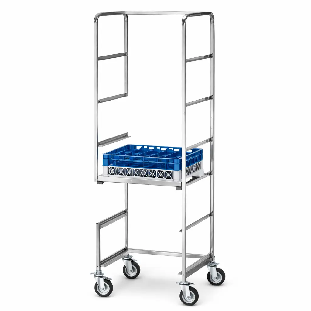 Stainless steel basket holder trolley for dishwasher
Dims: 650x650x1700 mm