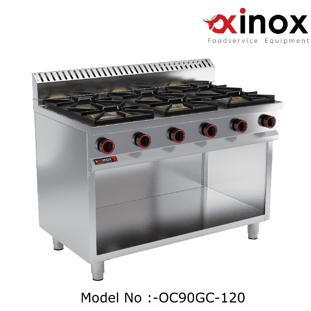 Gas cooker 6 open burners (safety functions)