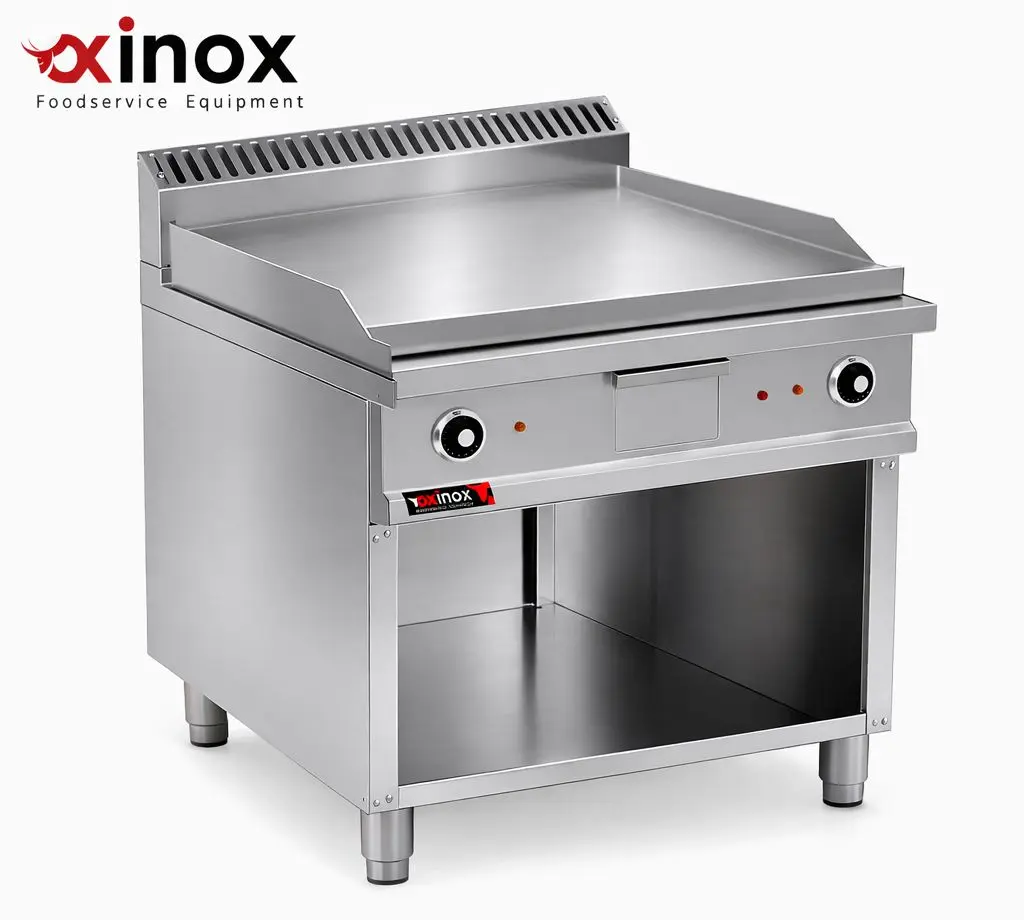 Electric grill double zone smooth cooking plate -chrome plated