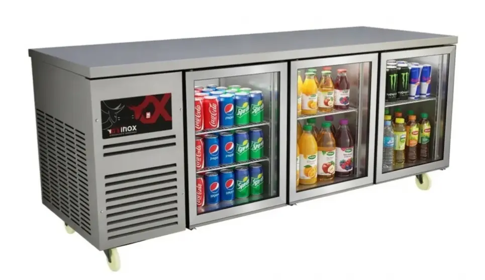 Under Counter Refrigerator three glass doors
Dims: 2000x700x850 mm