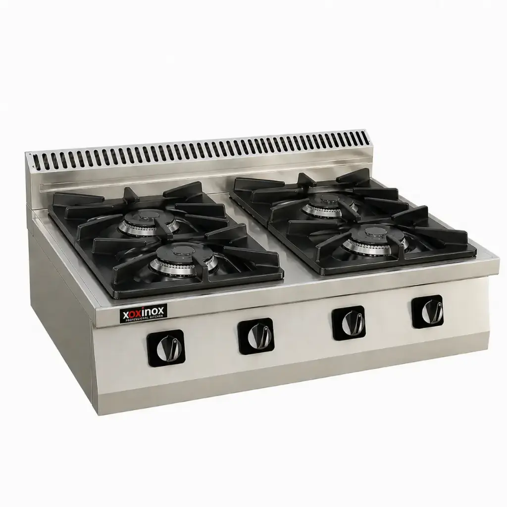 Gas cooker 4 open burners - table top
Dims: 800x700x250 mm