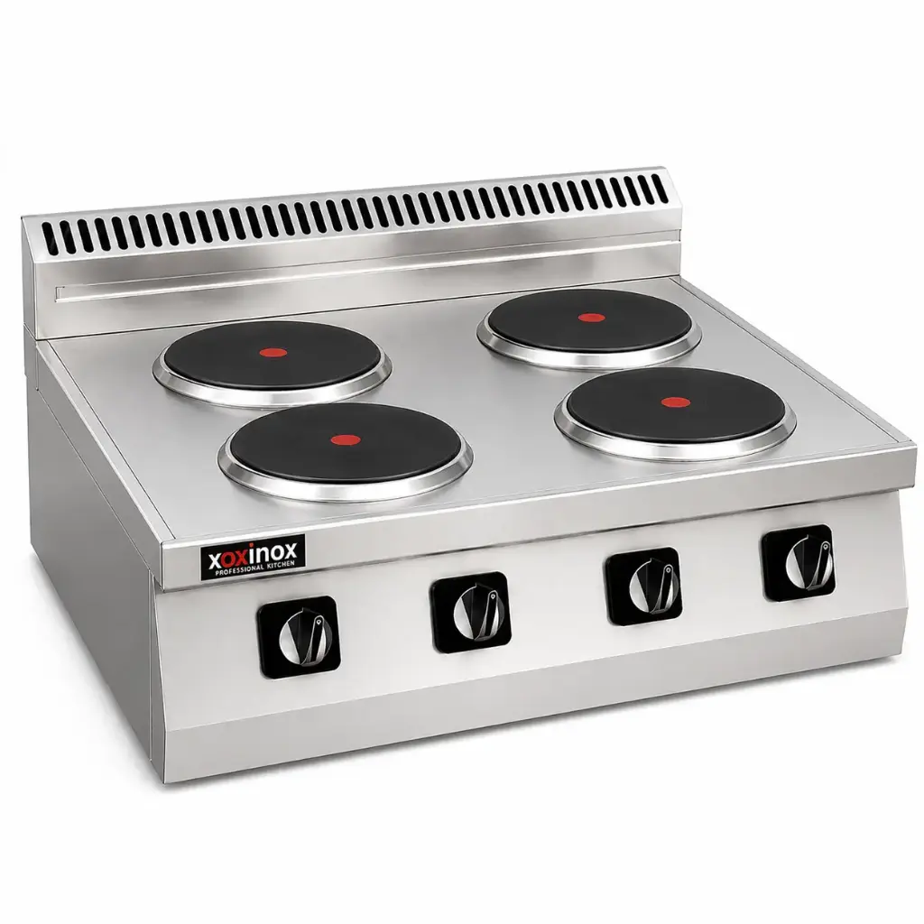 Electric cooker 4 circular hot plate
Dims: 800x700x250 mm