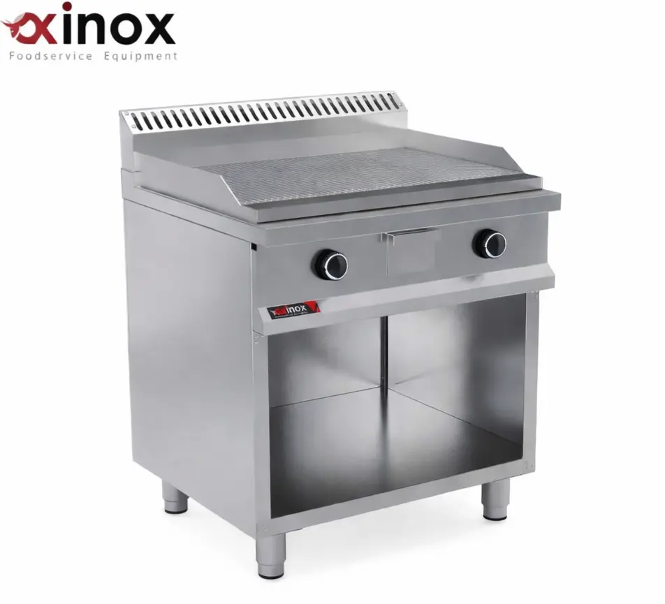 Gas grill double zone smooth cooking plate chrome plated