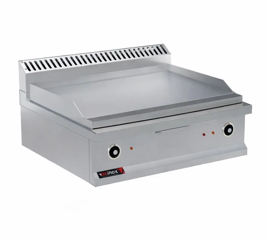 Electric grill double zone smooth cooking plate-chrome plated