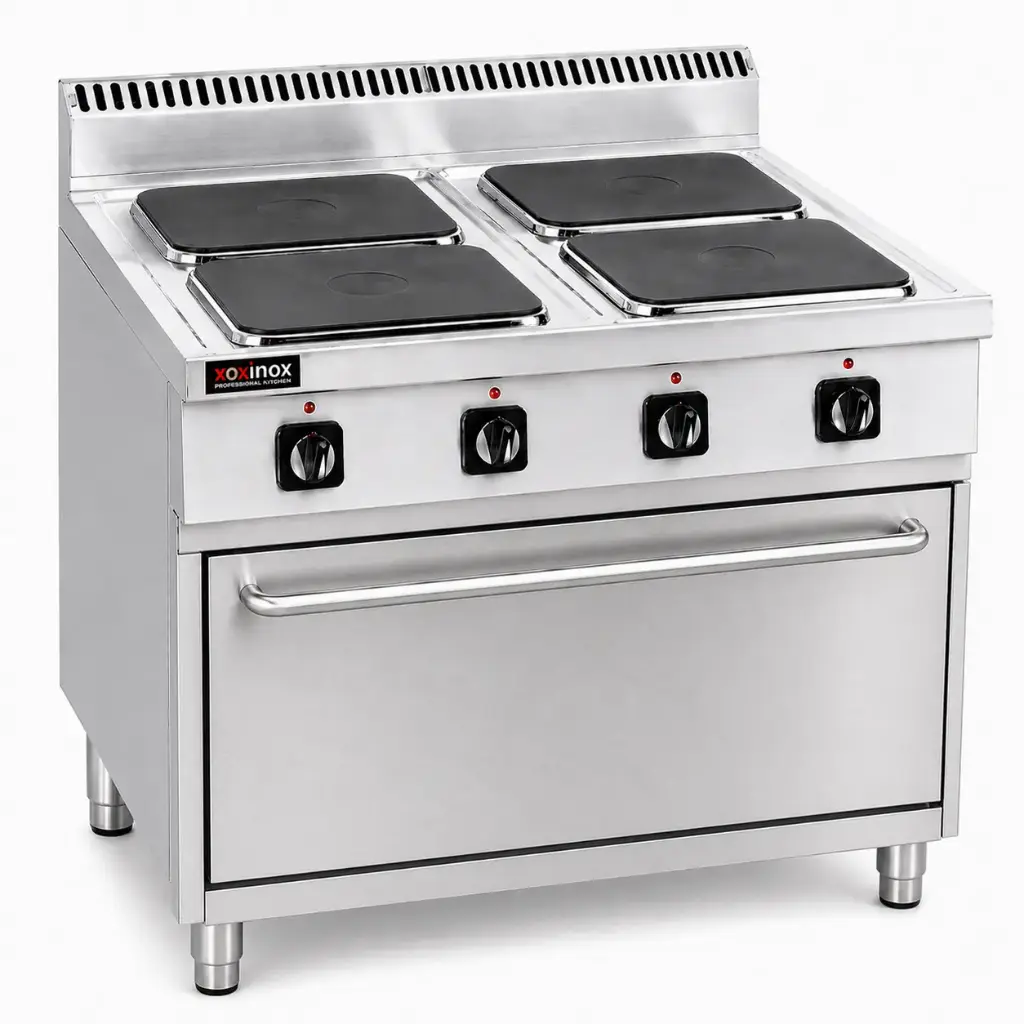 Electric cooker 4 square hot plate on electric oven
Dims: 800x900x850 mm