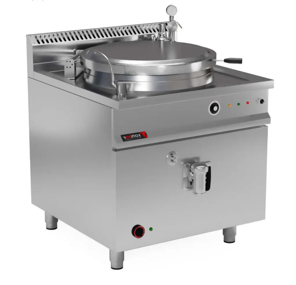 Gas  Indirect Heated Boiling Pan 100 L
Dims: 900x900x850 mm
