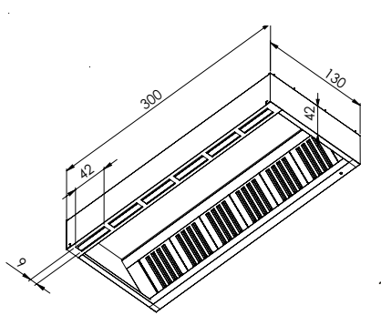 Wall Mounted Fresh Hoods-Double Skin 130 Dims:3000x1300x420mm