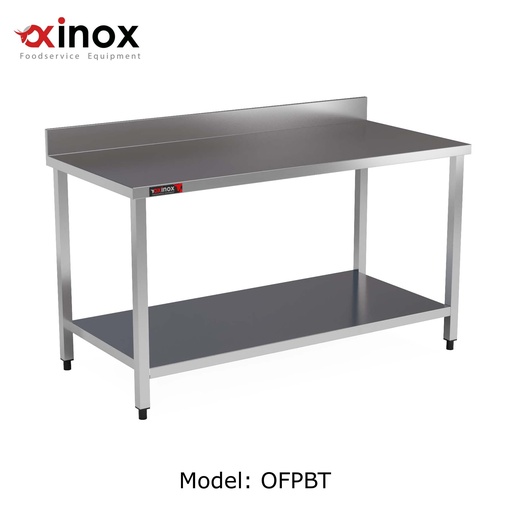 [OFPBT70/110S] Work table with backsplash and under shelf
Dims: 1100x700x850 mm