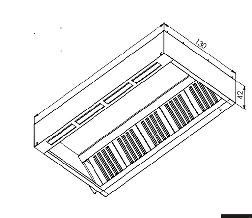 [OCWHD/130-2.6m] Wall Mounted Hoods-Double Skin 130
Dimensions (2600x1300x420 mm)