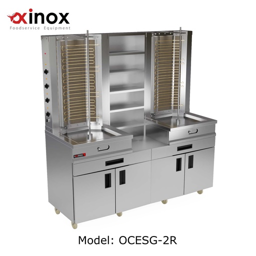 [Oxinox model OCESG-2R140] Electric Shawerma Grill with base cabinet
Dimensions (1400x700x2000 mm)