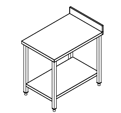 [OFPBT70/25S] Work table with backsplash and under shelf