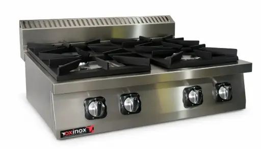 [Oxinox model OC70GC-80CT] Gas cooker 4 open burners - table top