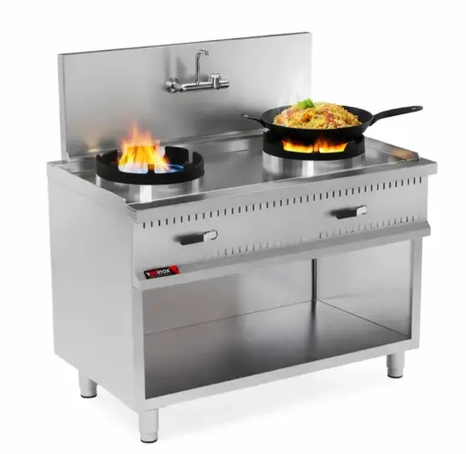 [Oxinox model OC70CW2-140] Wok Range Two burner On open cabinet