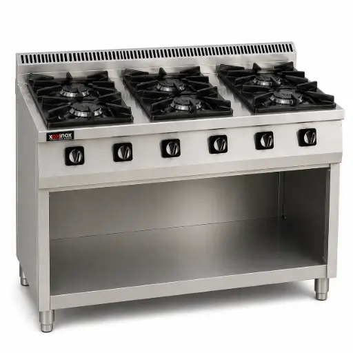 [OC90GC-120] Gas cooker 6 open burners
Dims: 1200x900x850 mm