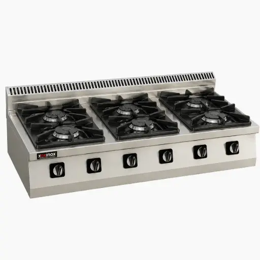 [OC90GC-120CT] Gas cooker 6 open burners - table top
Dims: 1200x900x250 mm