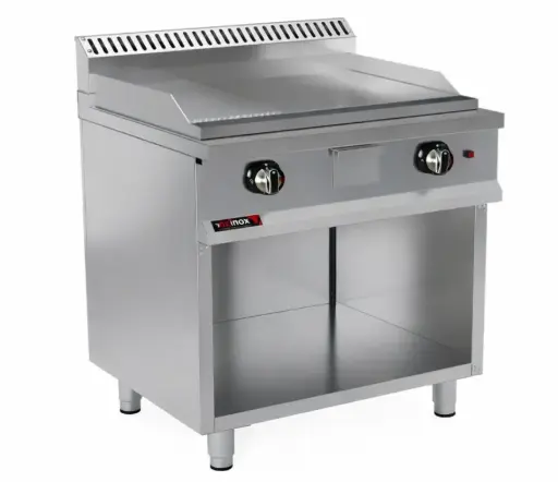 [OC90GG-80SC] Gas grill double zone smooth cooking plate chrome plated
Dims: 800x900x850 mm