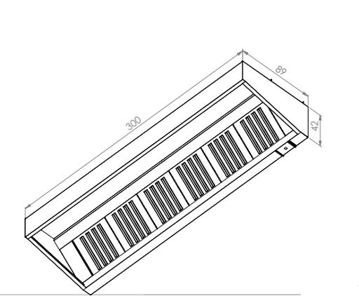 [OCWHS/90-3m] Wall Mounted Exhaust Hoods-Single Skin 90
dim 3000x900x420 mm